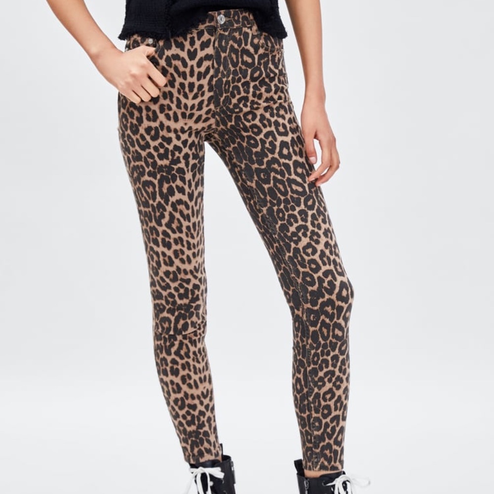 Zara Leopard Print Jeans